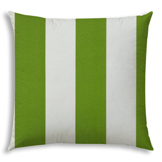 20" X 20" Green And Ivory Blown Seam Striped Throw Indoor Outdoor Pillow