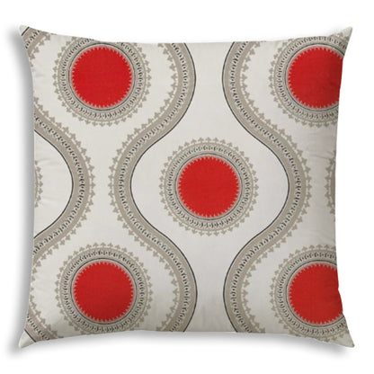 20" X 20" Coral And White Blown Seam Ogee Throw Indoor Outdoor Pillow