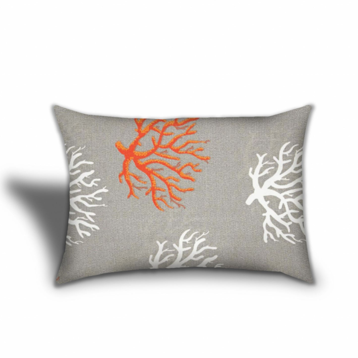 Set Of Three 18" X 18" Gray And White Blown Seam Floral Throw Indoor Outdoor Pillow