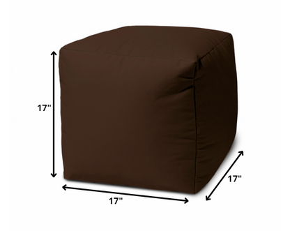 17" Cool Dark Chocolate Brown Solid Color Indoor Outdoor Pouf Ottoman