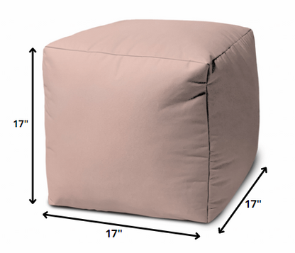 17" Cool Pale Pink Blush Solid Color Indoor Outdoor Pouf Ottoman