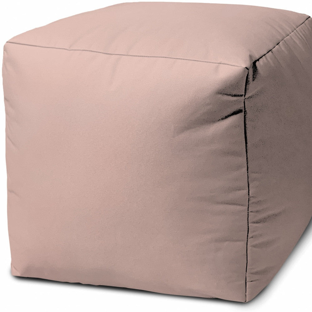 17" Cool Pale Pink Blush Solid Color Indoor Outdoor Pouf Ottoman