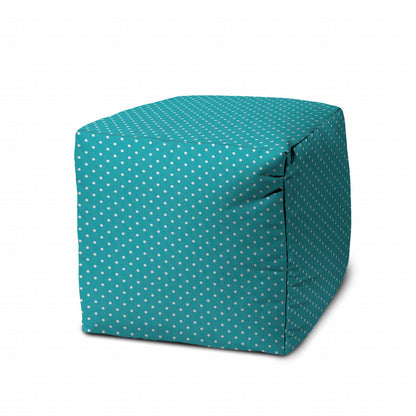 17" Yellow Polyester Cube Polka Dots Indoor Outdoor Pouf Ottoman