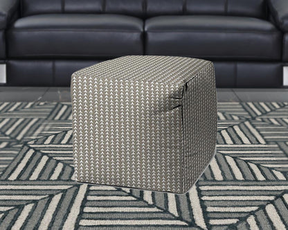 17" Taupe Polyester Cube Geometric Indoor Outdoor Pouf Ottoman