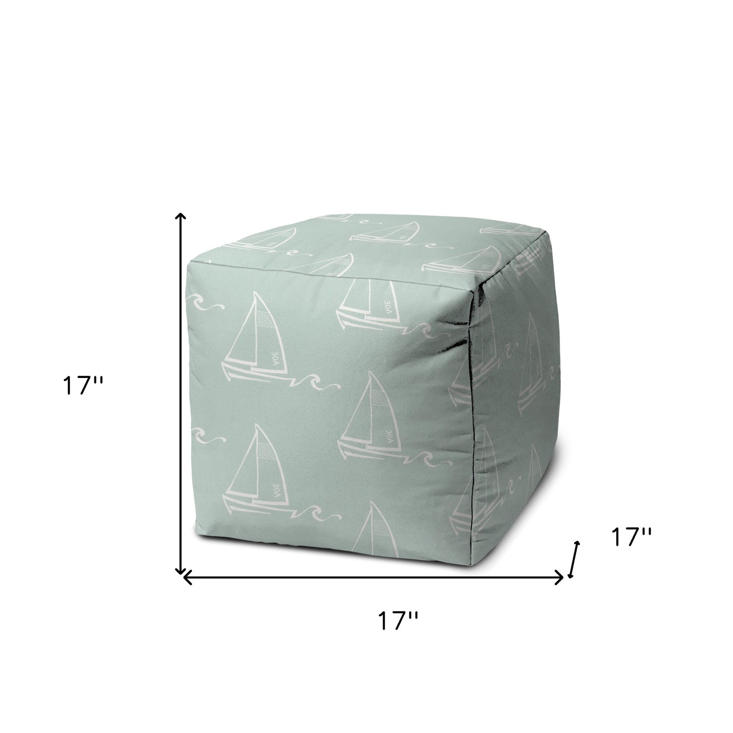 17" Taupe Polyester Cube Indoor Outdoor Pouf Ottoman