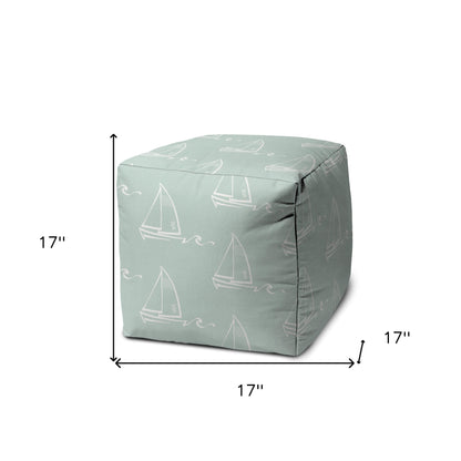 17" Taupe Polyester Cube Indoor Outdoor Pouf Ottoman