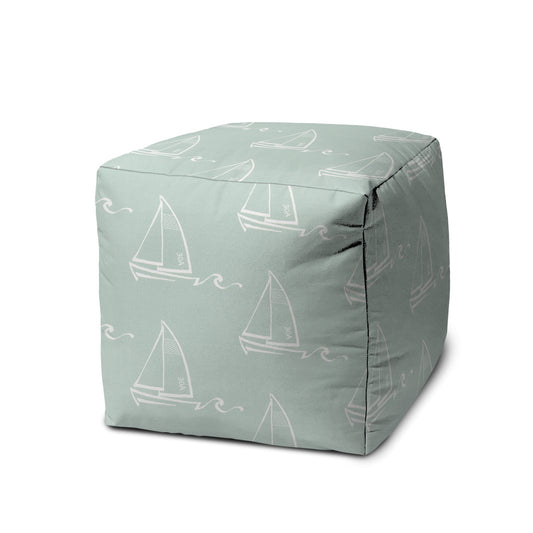 17" Taupe Polyester Cube Indoor Outdoor Pouf Ottoman