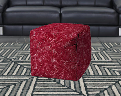 17" Pink Polyester Cube Striped Indoor Outdoor Pouf Ottoman