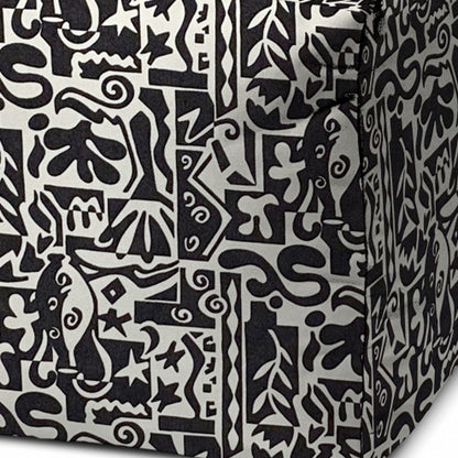 17" Black Polyester Cube Geometric Indoor Outdoor Pouf Ottoman
