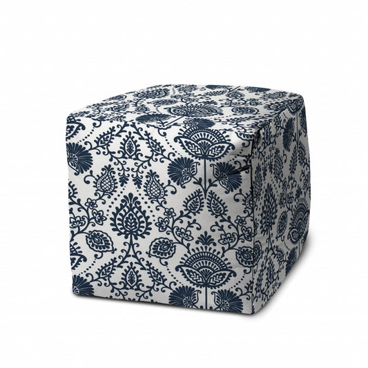 17" Taupe Polyester Cube Indoor Outdoor Pouf Ottoman