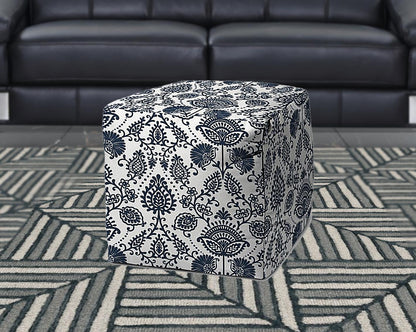 17" Taupe Polyester Cube Indoor Outdoor Pouf Ottoman