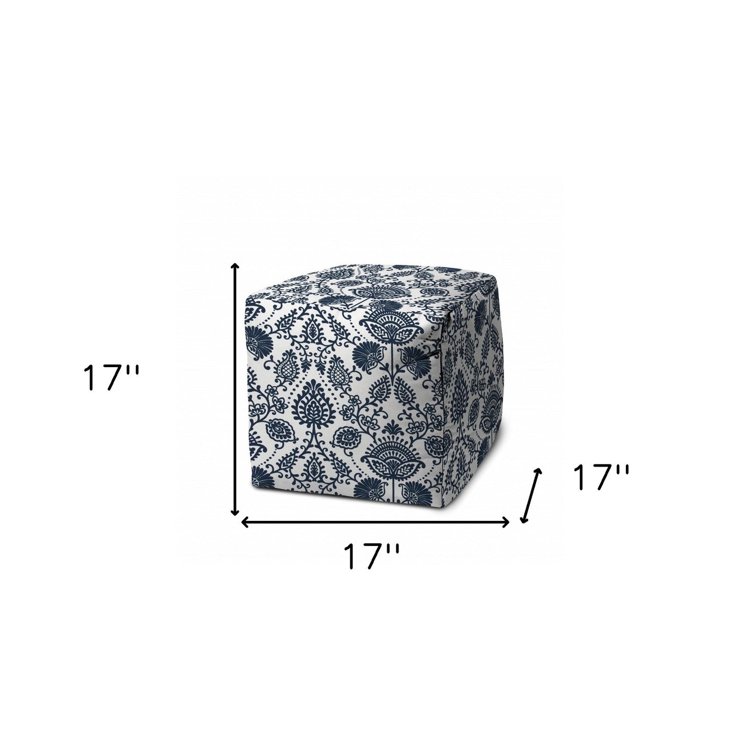 17" Taupe Polyester Cube Indoor Outdoor Pouf Ottoman