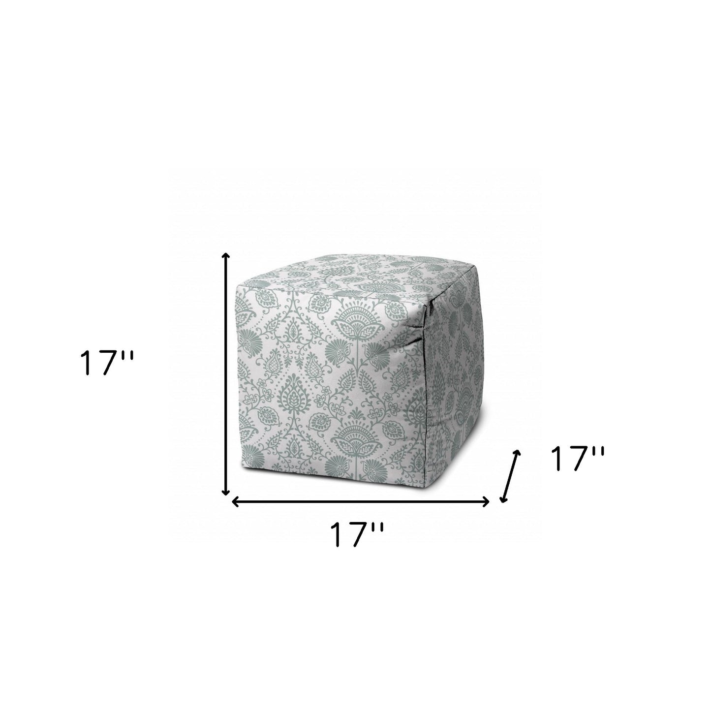 17" Taupe Polyester Cube Indoor Outdoor Pouf Ottoman