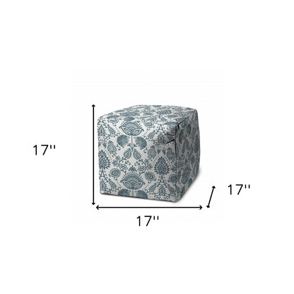 17" Taupe Polyester Cube Indoor Outdoor Pouf Ottoman