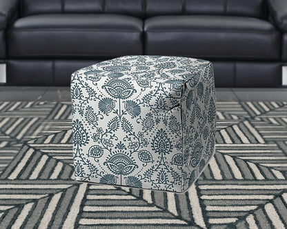 17" Taupe Polyester Cube Indoor Outdoor Pouf Ottoman