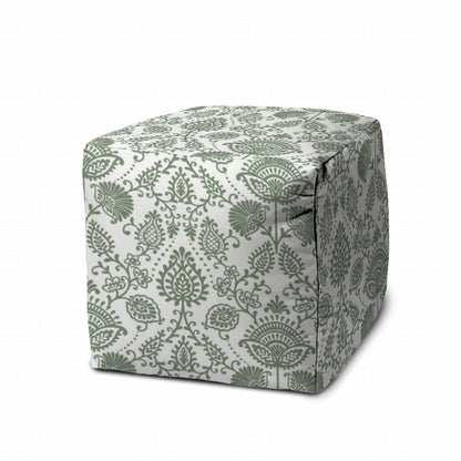 17" Taupe Polyester Cube Indoor Outdoor Pouf Ottoman