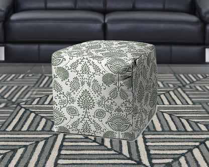 17" Taupe Polyester Cube Indoor Outdoor Pouf Ottoman