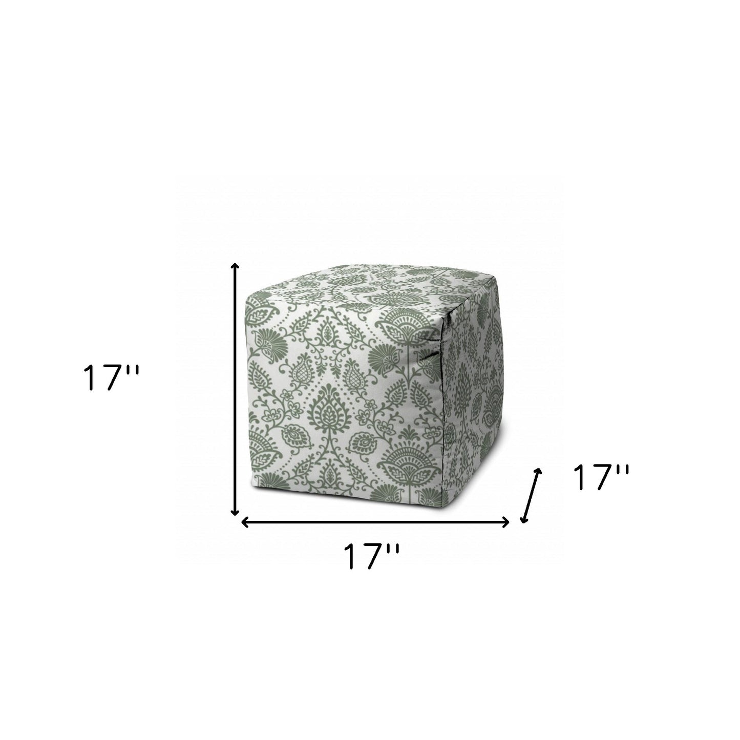 17" Taupe Polyester Cube Indoor Outdoor Pouf Ottoman