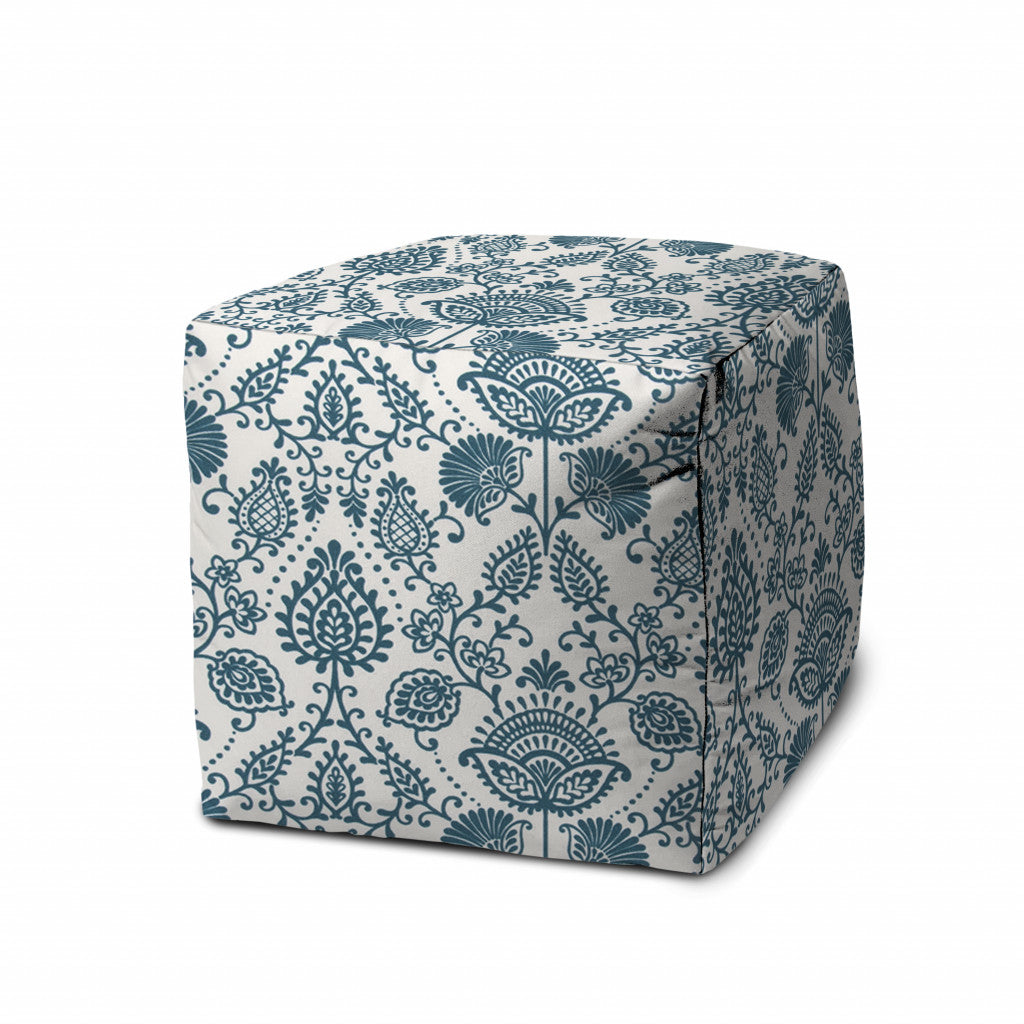 17" Taupe Polyester Cube Indoor Outdoor Pouf Ottoman