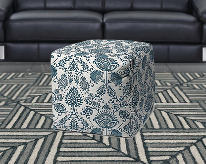 17" Taupe Polyester Cube Indoor Outdoor Pouf Ottoman