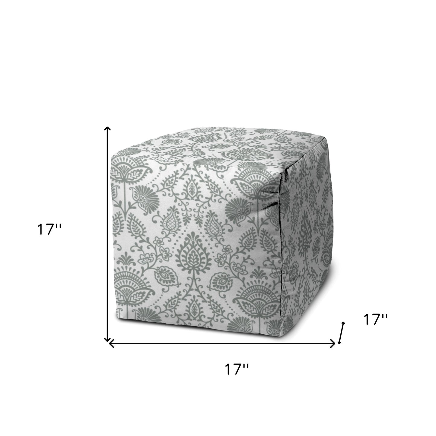 17" Taupe Polyester Cube Indoor Outdoor Pouf Ottoman