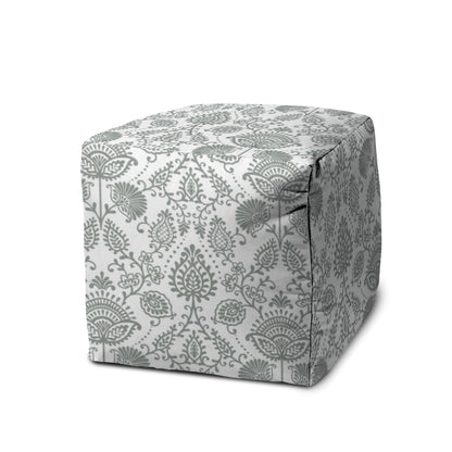 17" Taupe Polyester Cube Indoor Outdoor Pouf Ottoman