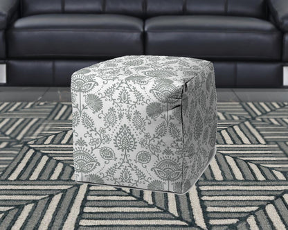 17" Taupe Polyester Cube Indoor Outdoor Pouf Ottoman