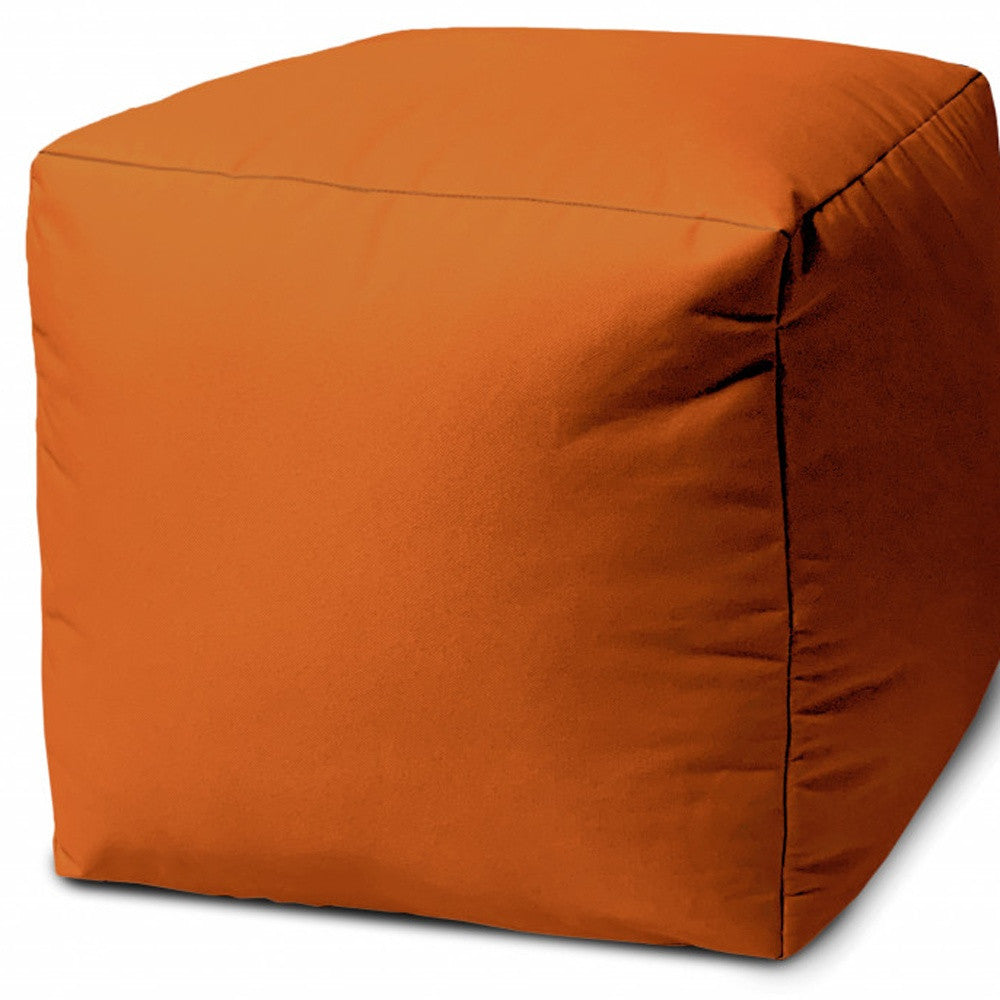 17" Cool Orange Solid Color Indoor Outdoor Pouf Cover