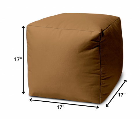 17" Cool Warm Mocha Brown Solid Color Indoor Outdoor Pouf Cover