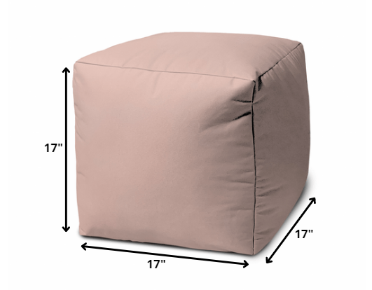 17" Cool Pale Pink Blush Solid Color Indoor Outdoor Pouf Cover