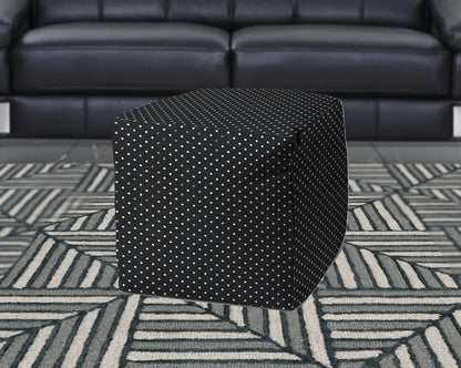 17" Black And White Cube Polka Dots Indoor Outdoor Pouf Cover