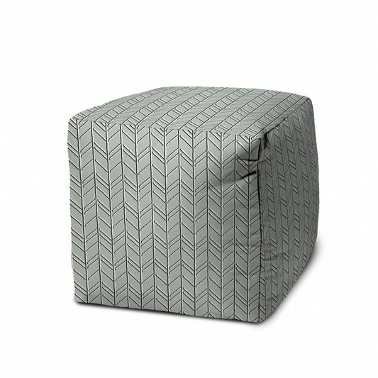 17" Green Cube Geometric Indoor Outdoor Pouf Cover