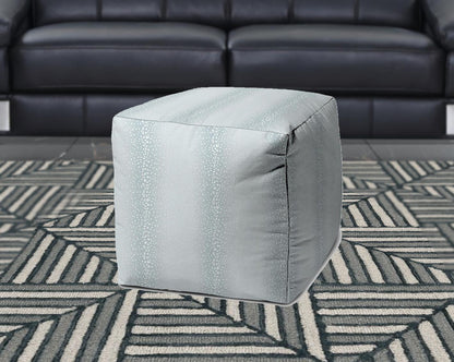 17" Blue Cube Indoor Outdoor Pouf Cover