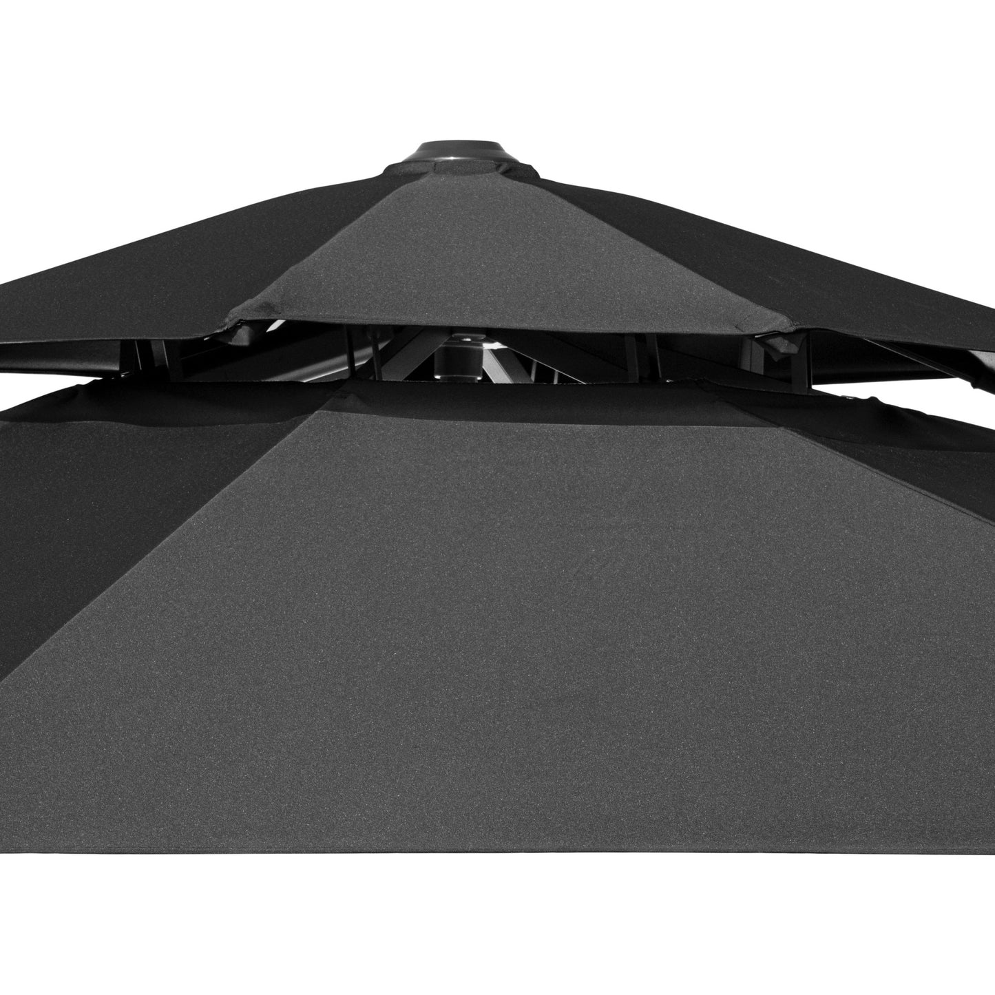 12' Black Polyester Round Tilt Cantilever Patio Umbrella With Stand