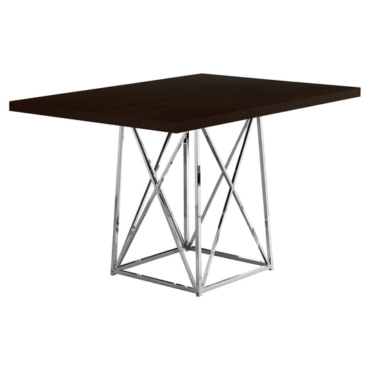 48" Espresso And Silver Metal Dining Table