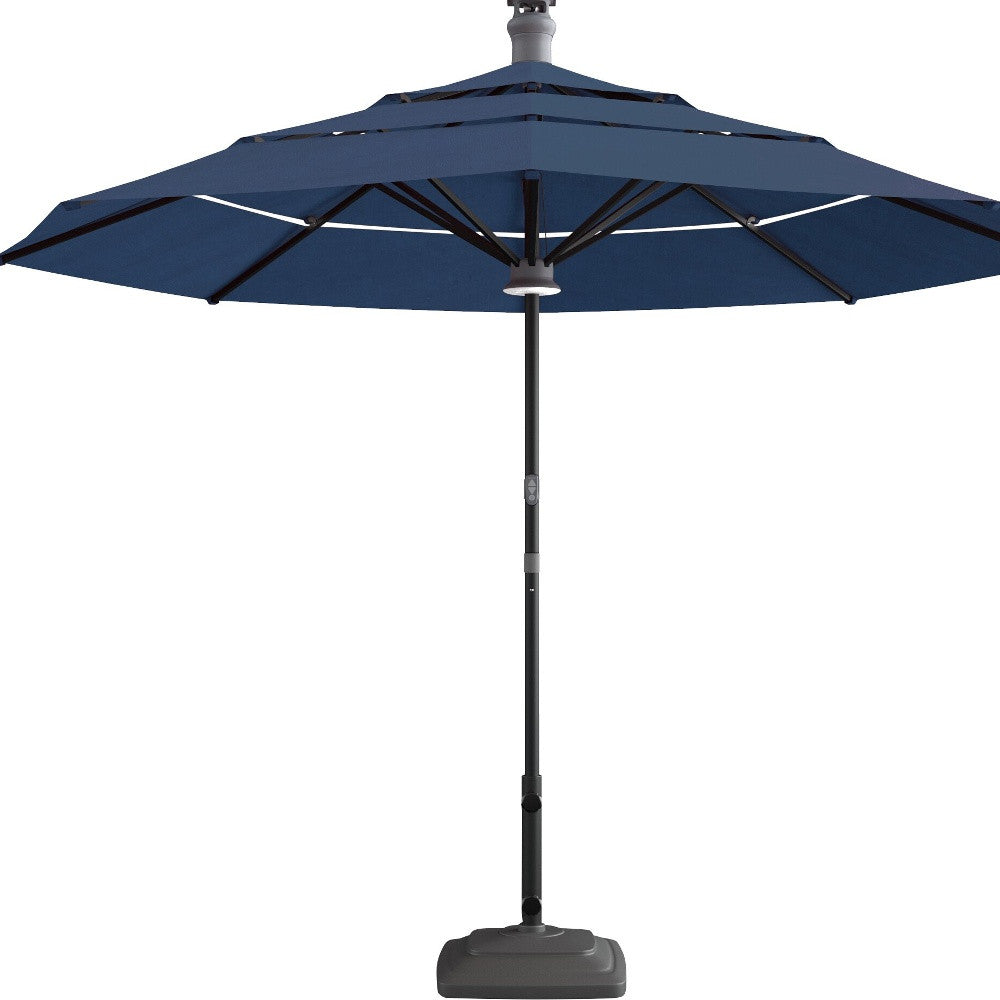 11' Blue Sunbrella Octagonal Lighted Smart Market Patio Umbrella