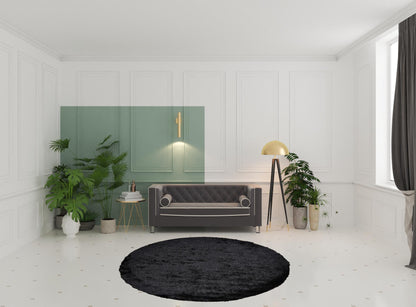 2' X 3' Black Shag Tufted Handmade Area Rug