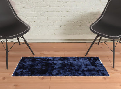 2' X 3' Black Shag Tufted Handmade Area Rug