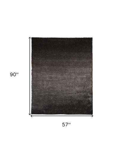 2' X 3' Black Shag Tufted Handmade Area Rug