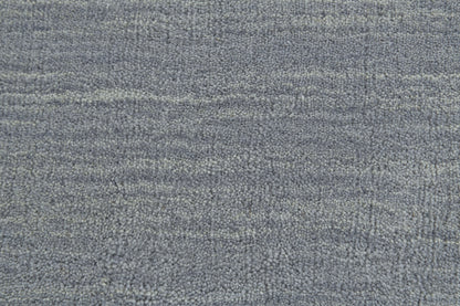 8' X 11' Blue Wool Hand Woven Stain Resistant Area Rug
