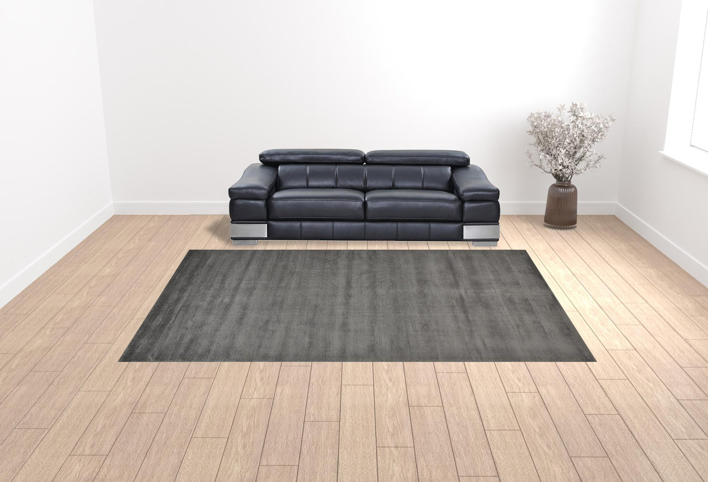 4' X 6' Gray And Black Hand Woven Area Rug