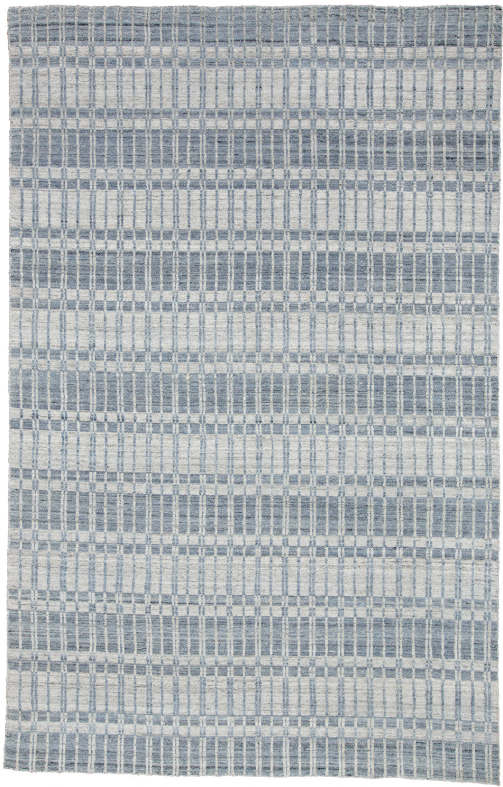 9' X 13' Blue Gray And Ivory Striped Hand Woven Area Rug