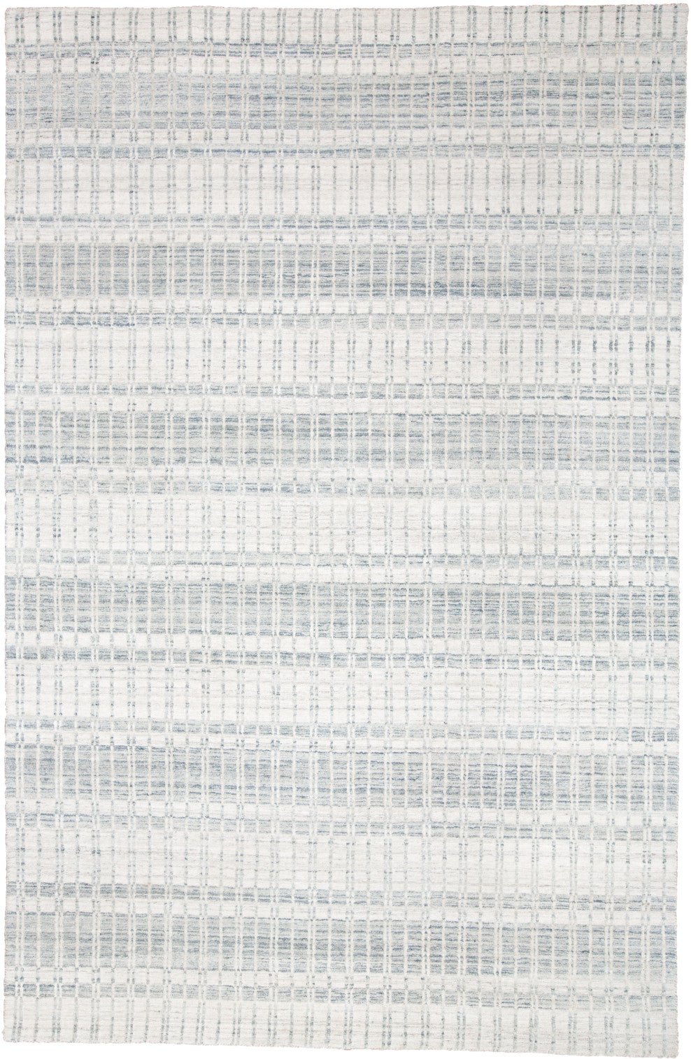 9' X 13' Blue Gray And Ivory Striped Hand Woven Area Rug