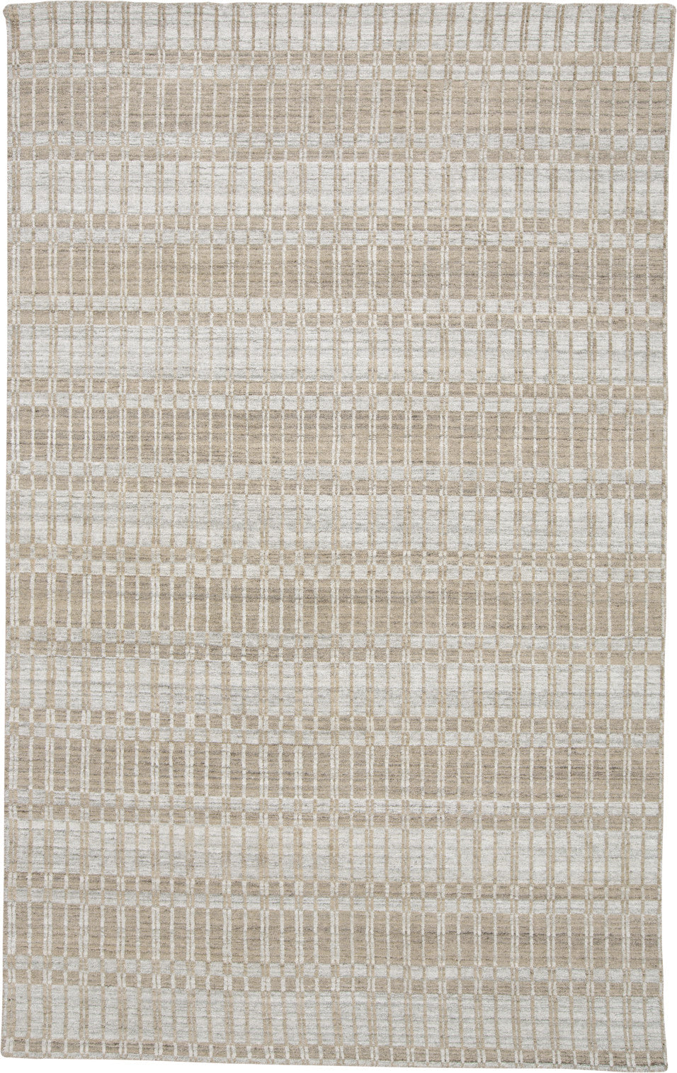 9' X 13' Blue Gray And Ivory Striped Hand Woven Area Rug