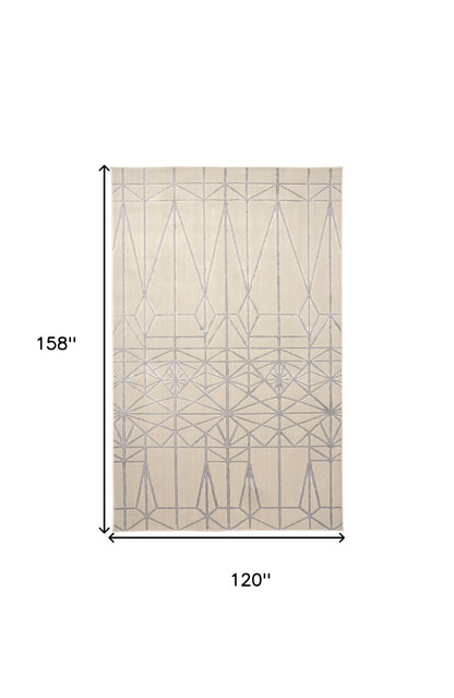 5' X 8' White Silver And Gray Geometric Stain Resistant Area Rug