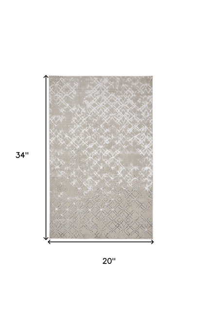 5' X 8' Silver Gray And White Abstract Stain Resistant Area Rug