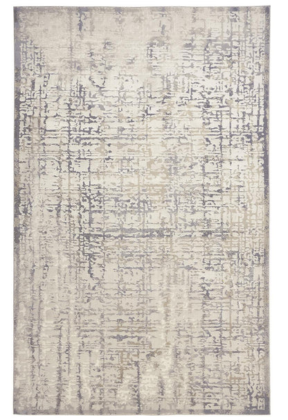 2' X 3' Gold Ivory And Gray Abstract Stain Resistant Area Rug