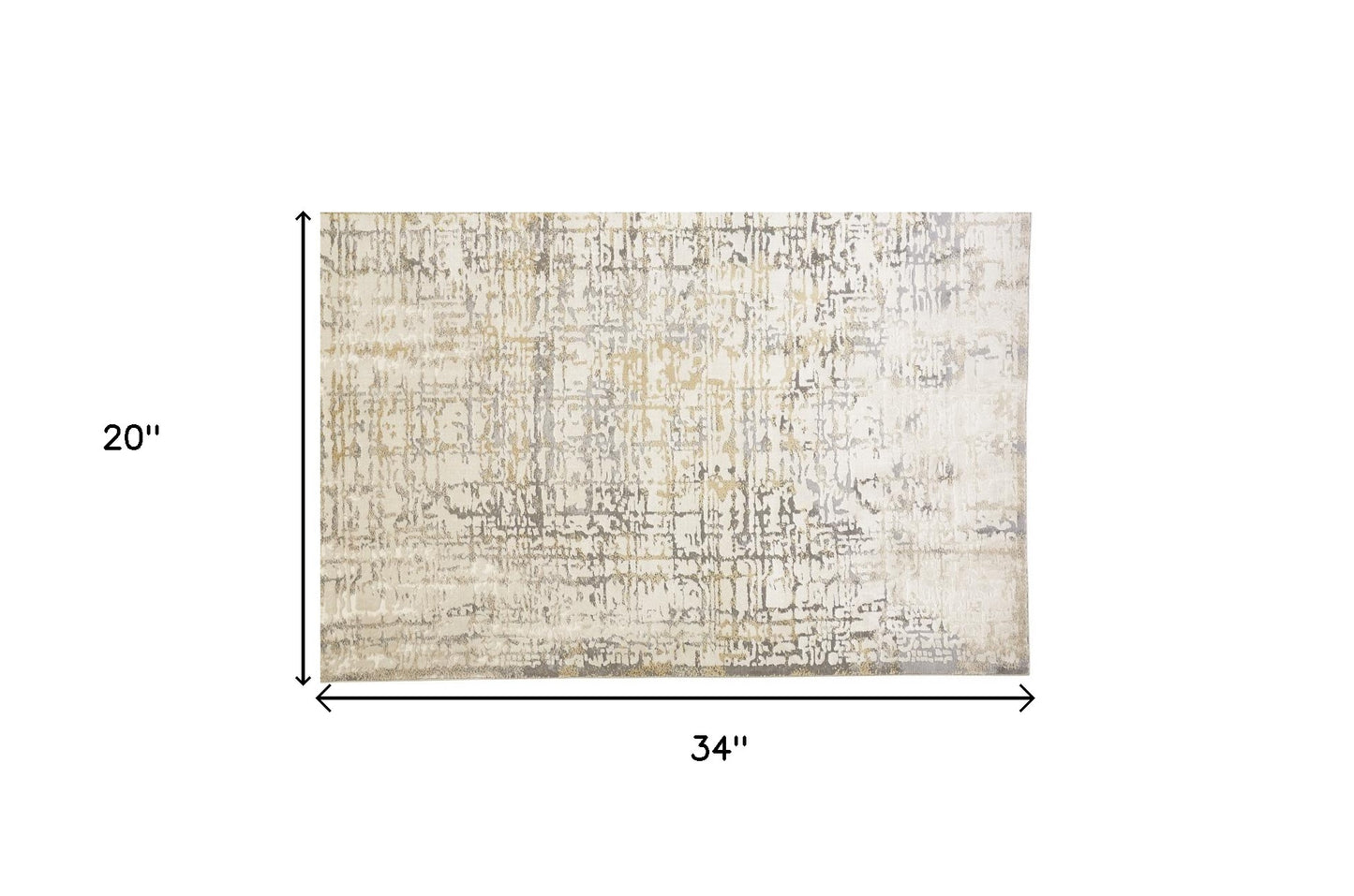 2' X 3' Gold Ivory And Gray Abstract Stain Resistant Area Rug