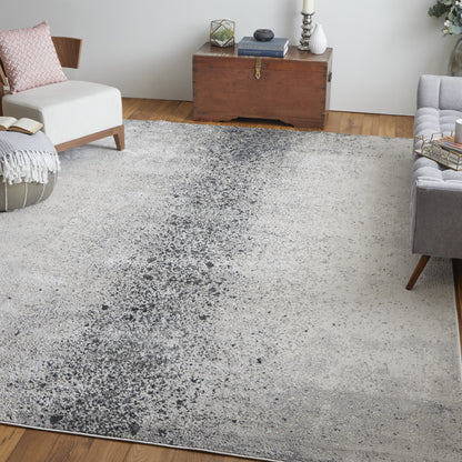 5' X 8' Ivory Gray And Black Abstract Power Loom Area Rug