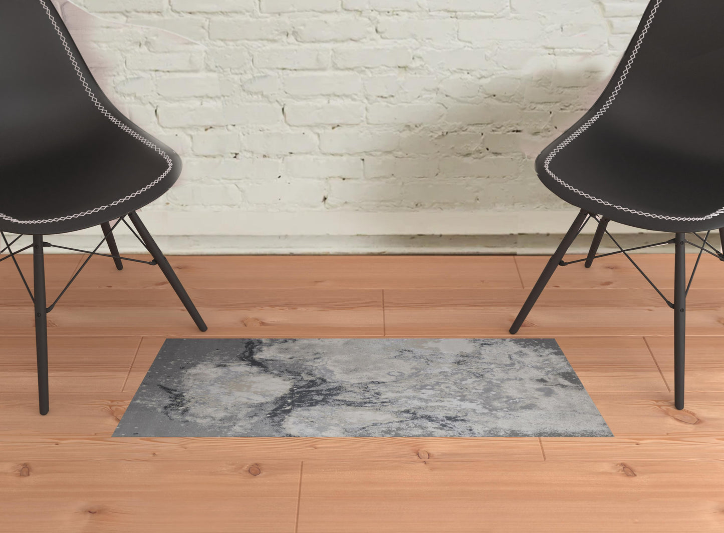 5' X 8' Ivory Gray And Black Abstract Power Loom Area Rug
